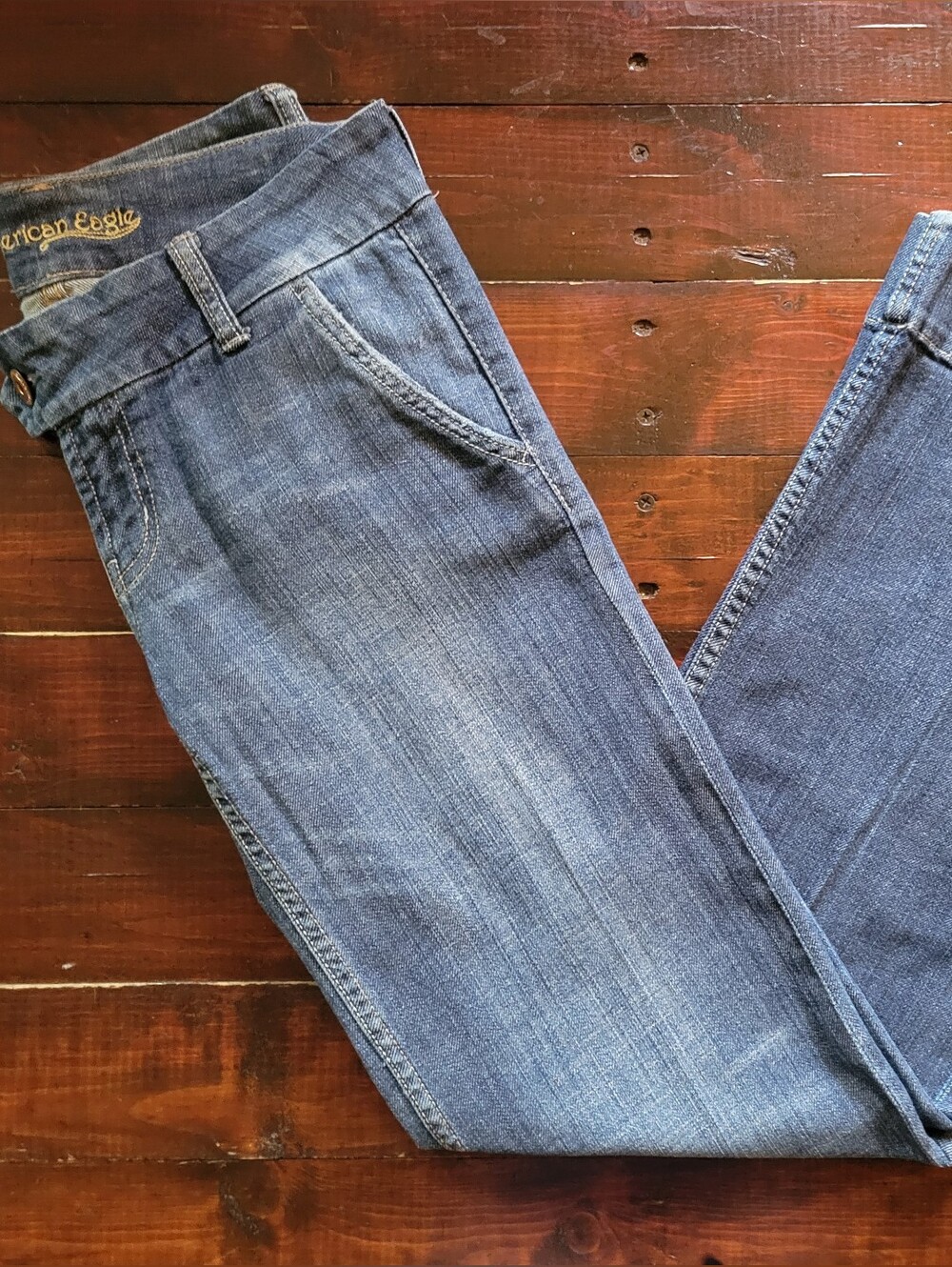 **SOLD**Vintage Y2K American Eagle Wide-Leg Low-Rise Trouser Jeans**SOLD** - Picture 3 of 7